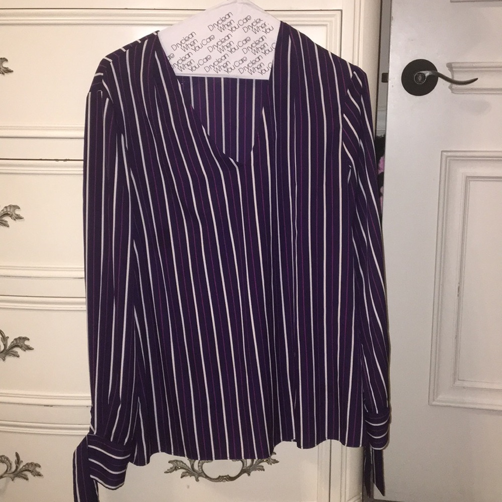 Banana Republic purple striped blouse